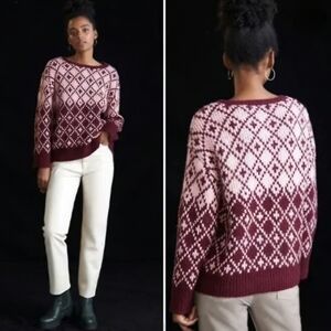 Anthropologie Maeve Sigfried Wool Blend Crew Neck Sweater Medium